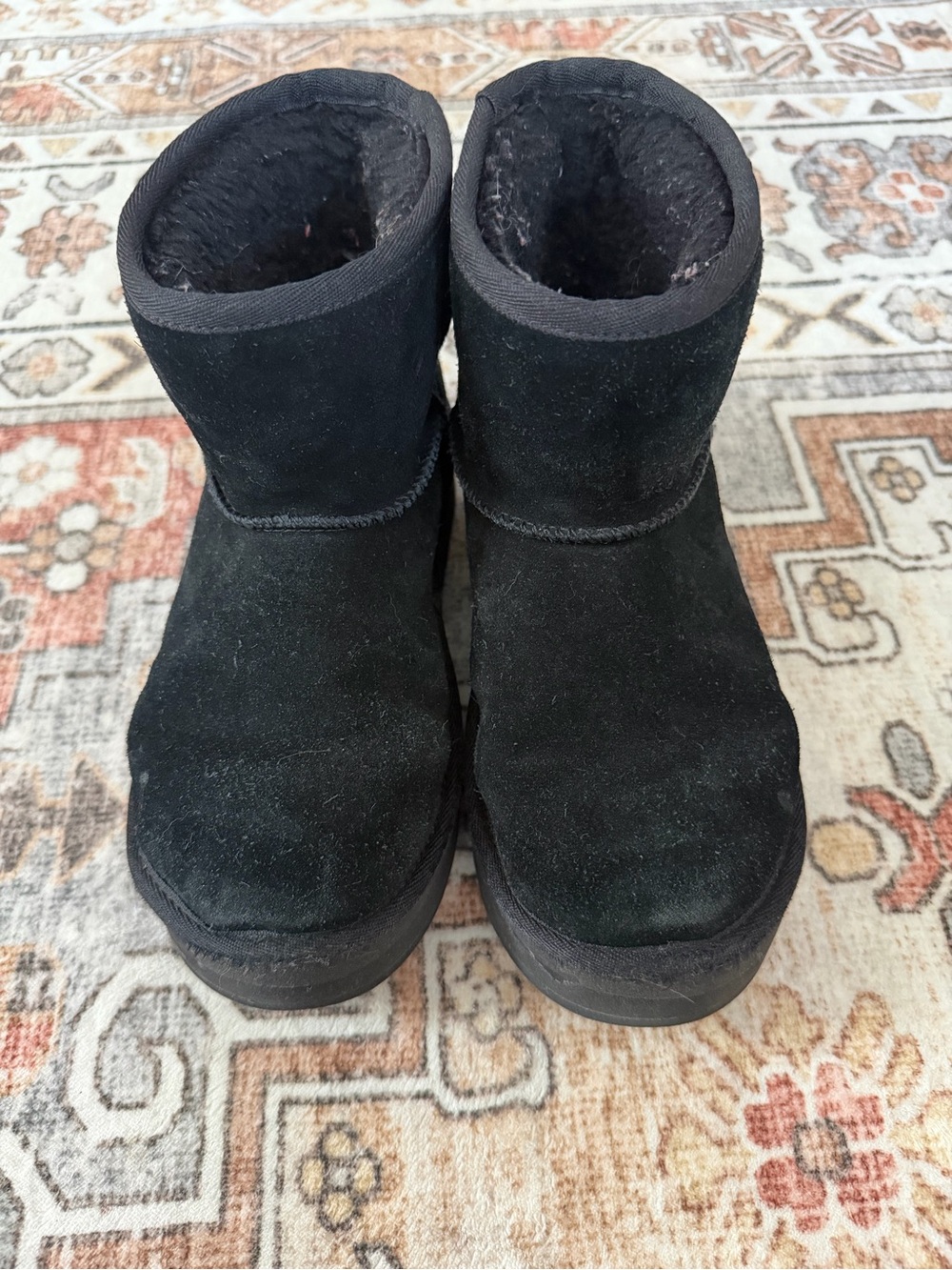 UGG Black Short Suede Shearling Boots